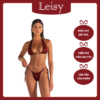 Bikini Nữ 2 Mảnh Leisy Màu Đỏ Rượu Cổ Yếm Sang Trọng LSBK003