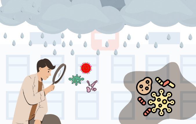 Hình ảnh môi trường ẩm ướt gây vi khuẩn sinh sôi.